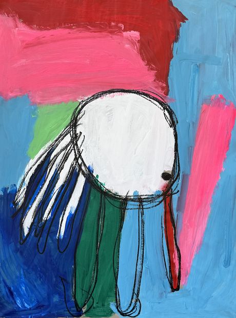 Ein Acrylbild von Benjamin Langner mit dem Titel „Vogel“